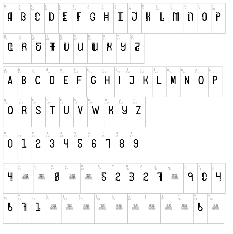 Freak Show font map
